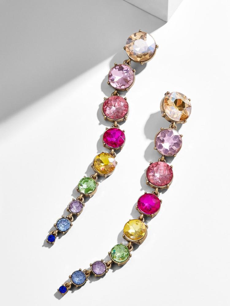 Odelia Rainbow Diamante Chain Earrings