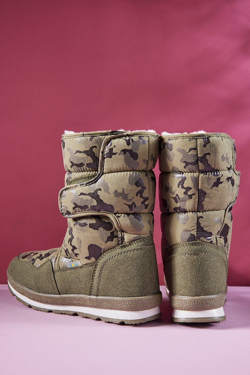 Frozen Princess | Alaska Camo Princess Water-Repellent Snow Boot - Olive