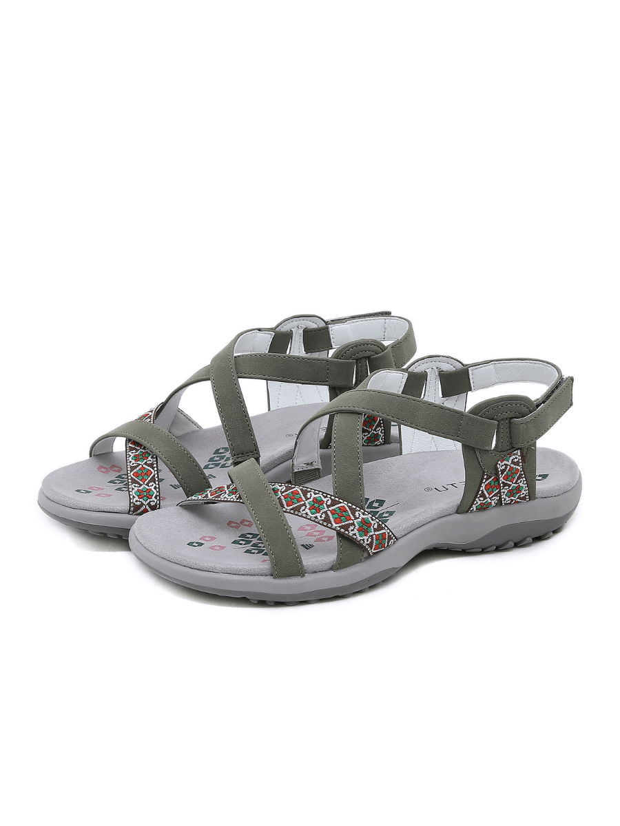 Siketu | Abstract Embroidered Strap Comfy Sandal