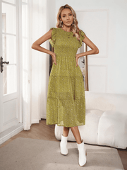 Always Falling Floral Tiered Midi Dress - Olive