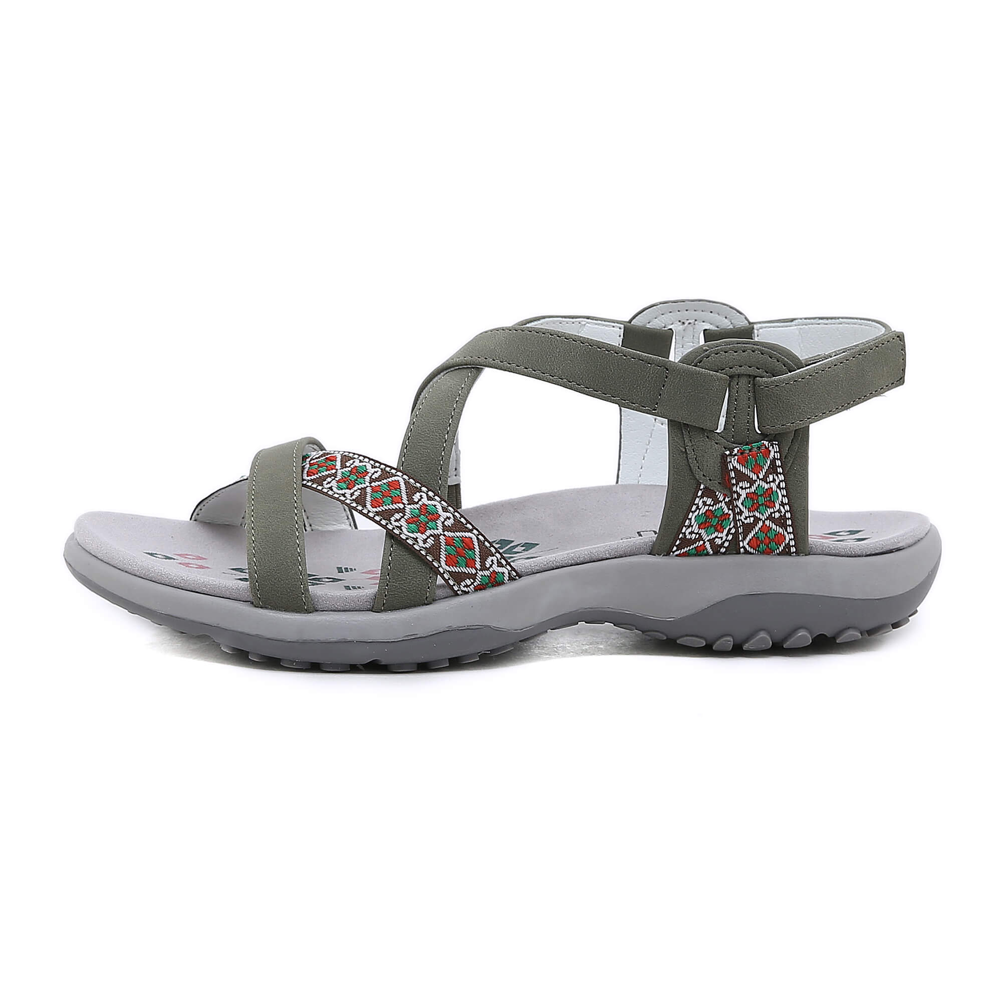 Siketu | Abstract Embroidered Strap Comfy Sandal