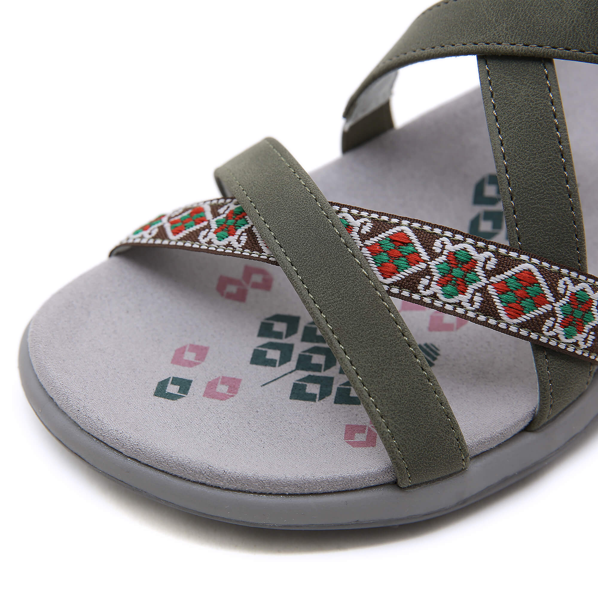 Siketu | Abstract Embroidered Strap Comfy Sandal