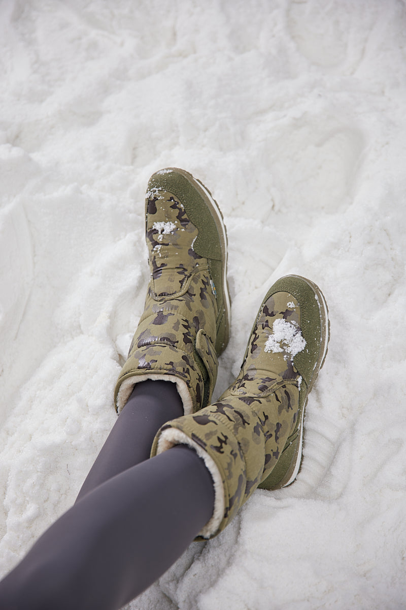 Frozen Princess | Alaska Camo Princess Water-Repellent Snow Boot - Olive