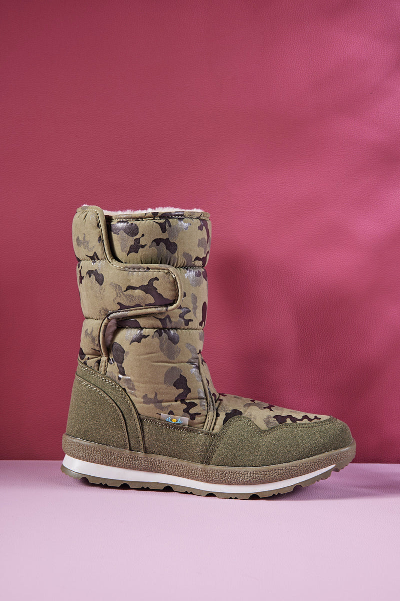 Frozen Princess | Alaska Camo Princess Water-Repellent Snow Boot - Olive