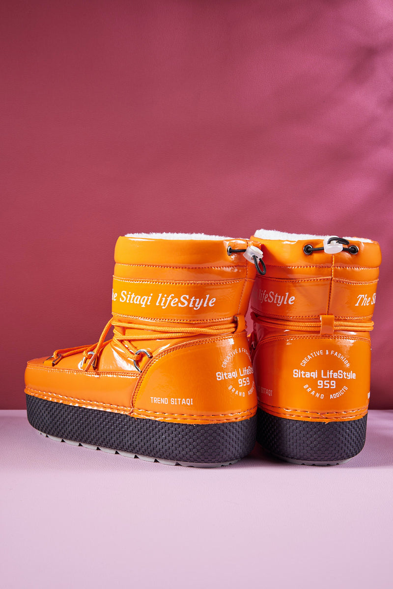 Frozen Princess | Moon Walker Water-Repellent Snow Boot - Orange