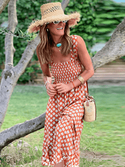 Rylee Strappy Printed Maxi Dress - Orange