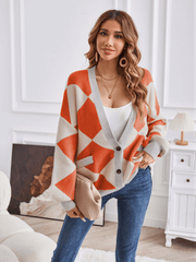 Boyfriend Pocketed Knit Cardigan - Orange