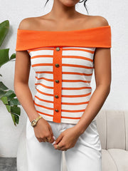 Shea Off The Shoulder Knit Top - Orange