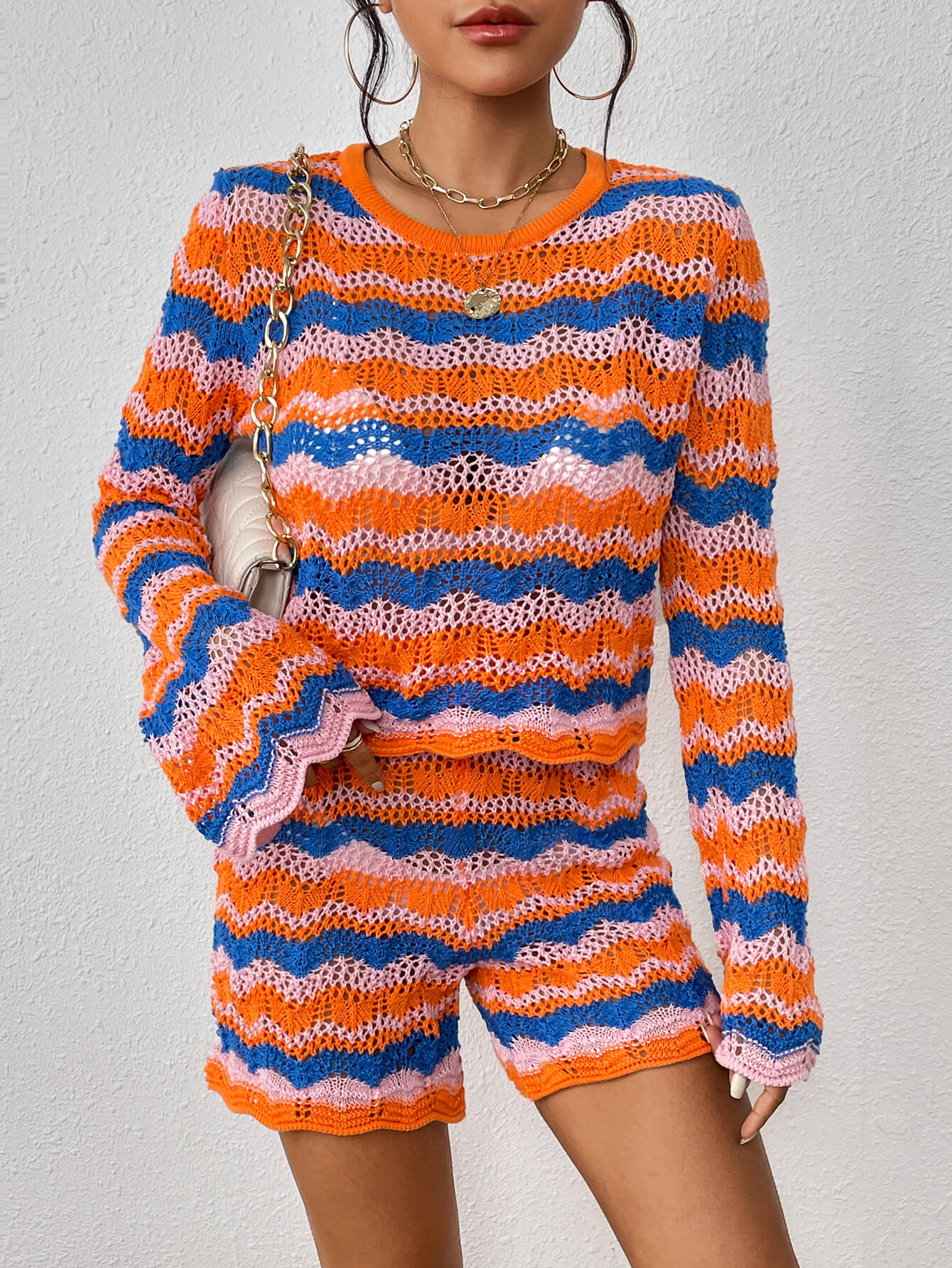 Cali Knit Crochet Matching Set - Orange