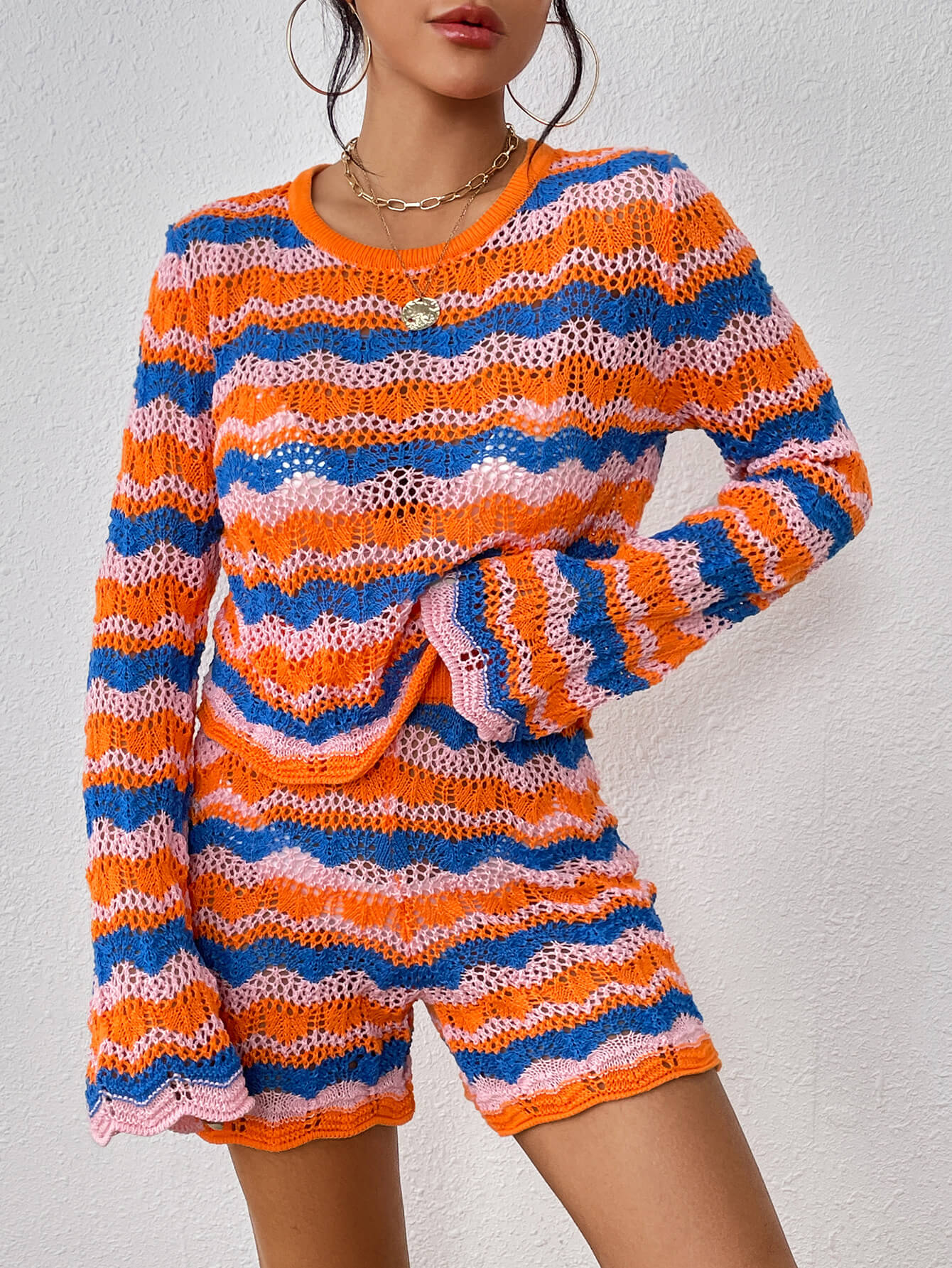 Cali Knit Crochet Matching Set - Orange