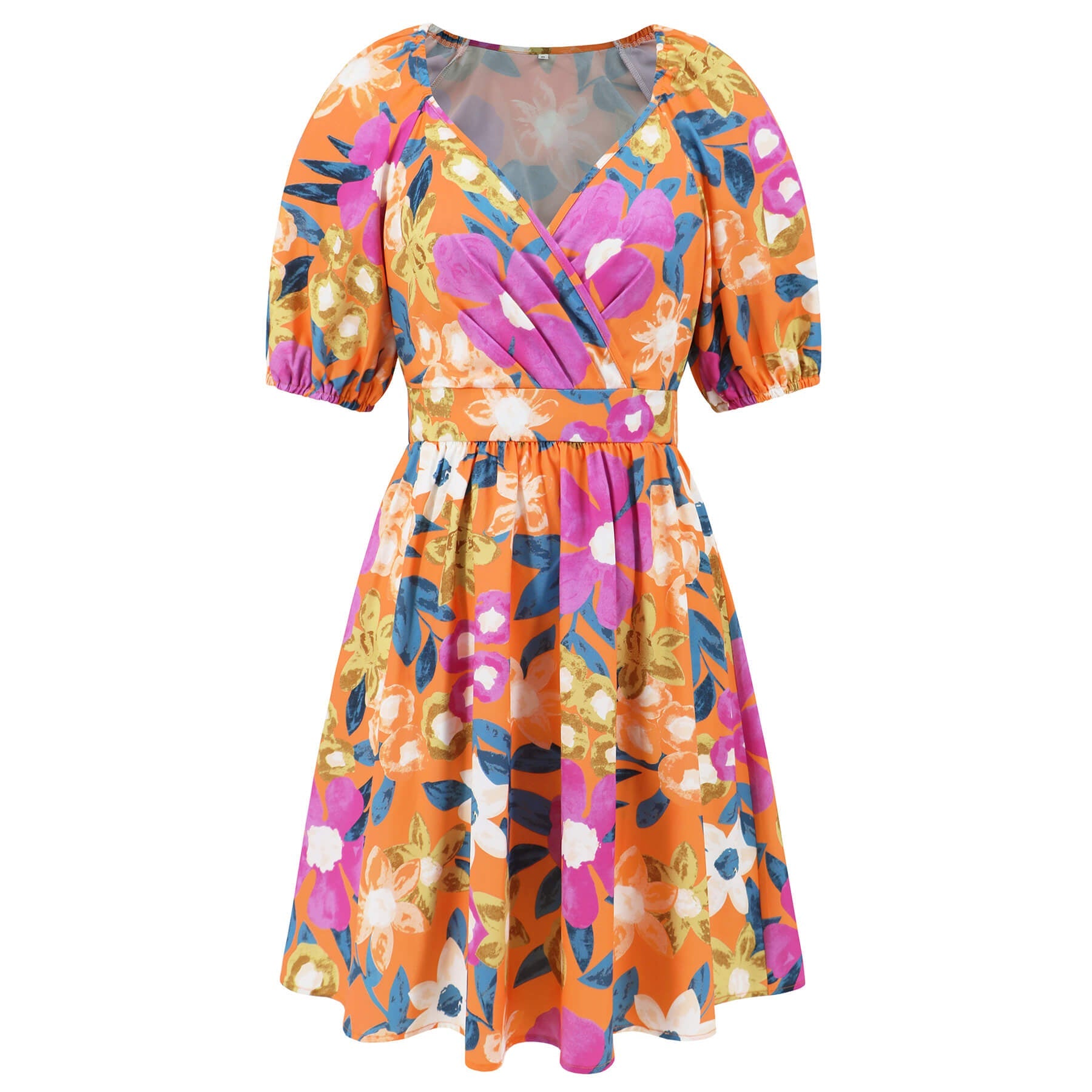 Ellerie Floral Wrap Mini Dress - Orange