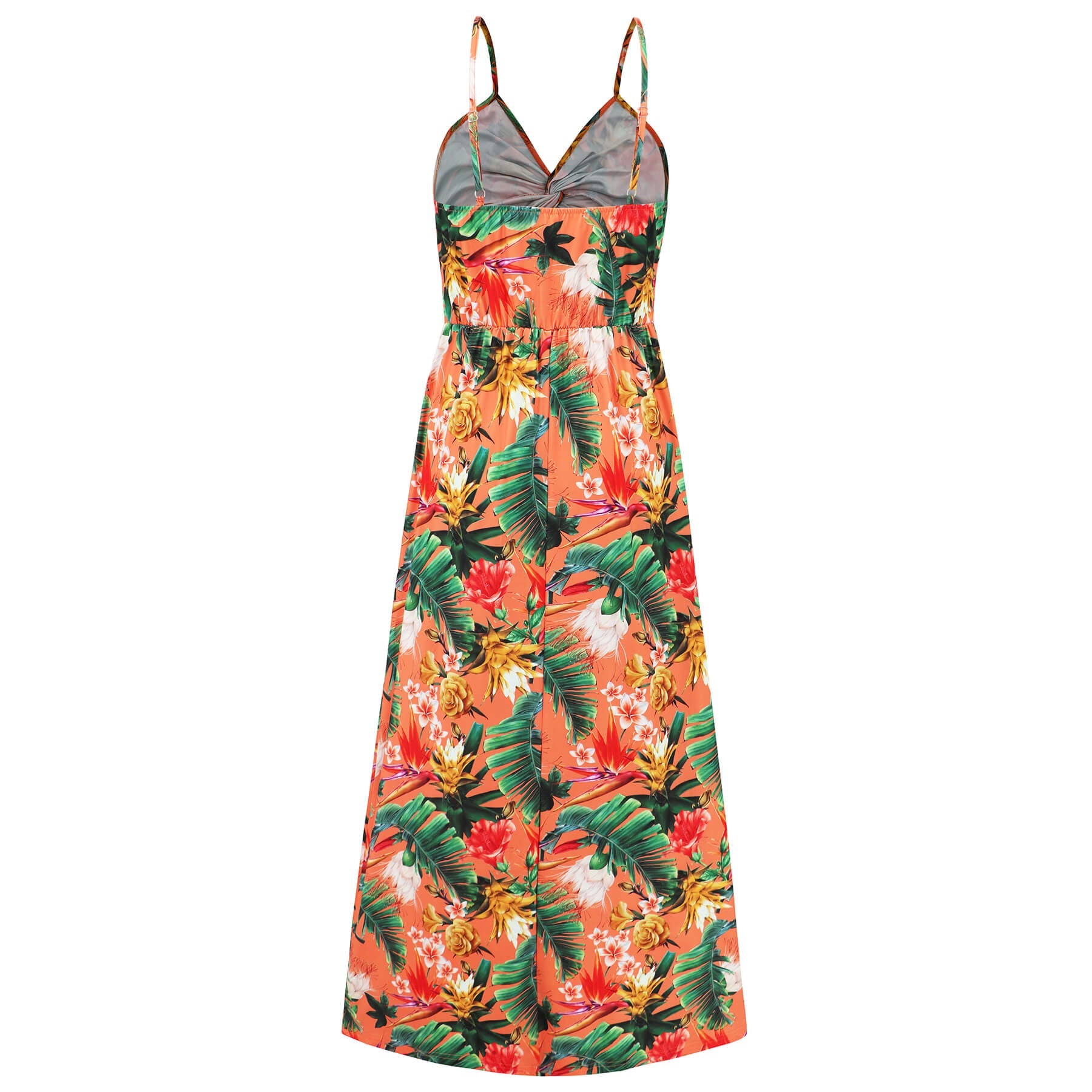 Cynthia Floral V-Neck Boho Maxi Dress - Orange