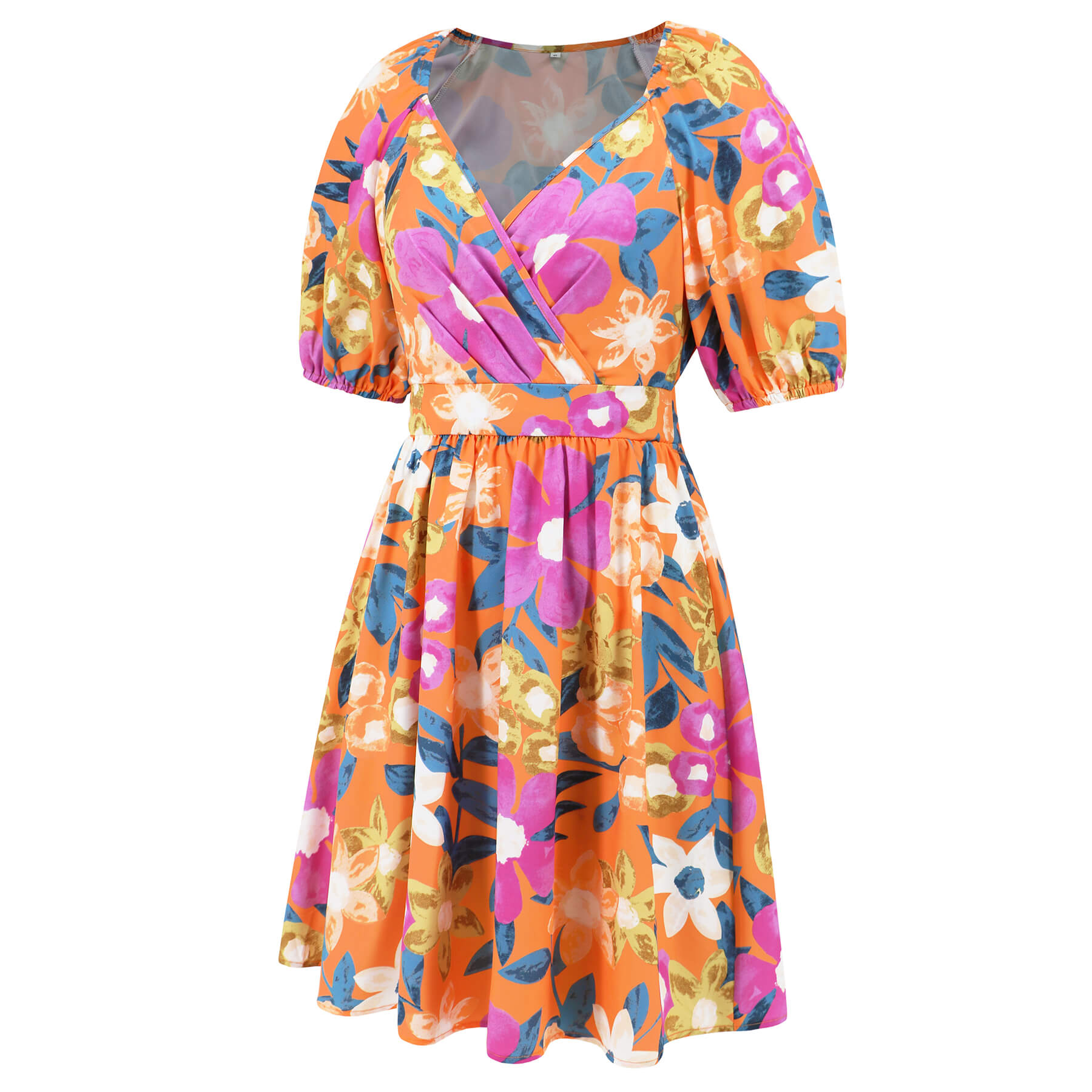 Ellerie Floral Wrap Mini Dress - Orange