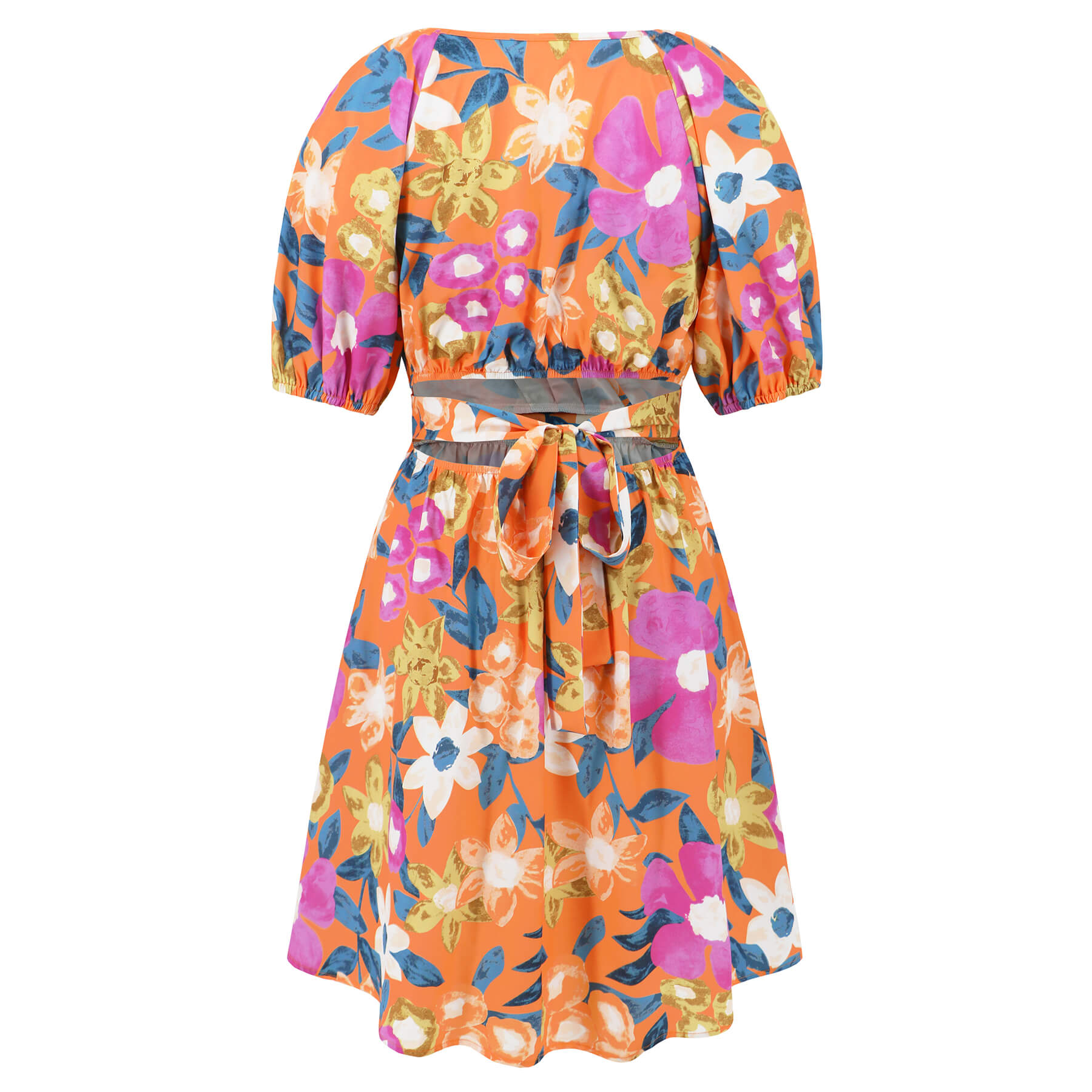 Ellerie Floral Wrap Mini Dress - Orange