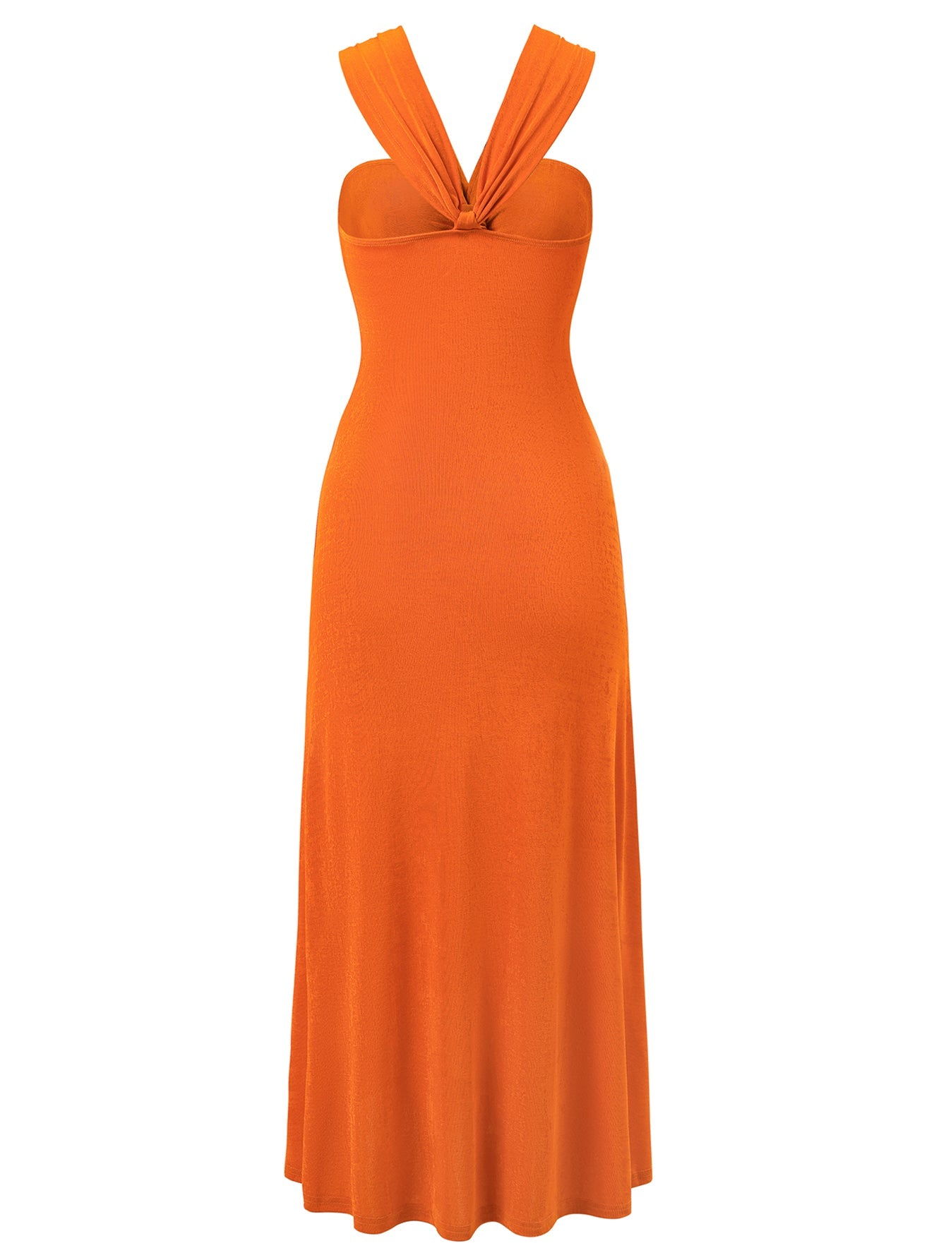 Rylee Solid Halter Neck Maxi Dress - Orange