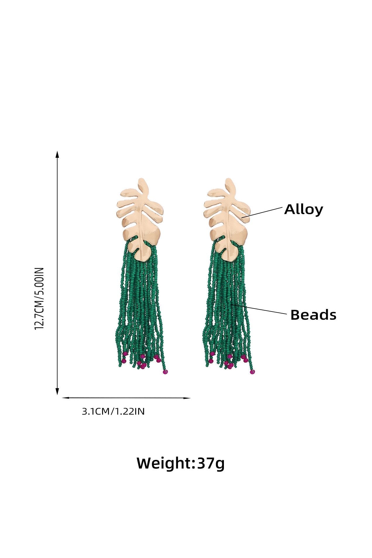 Palm Frond Beads Tassel Earring