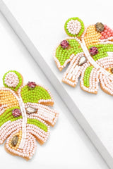 Palm Leave Beaded Earrings