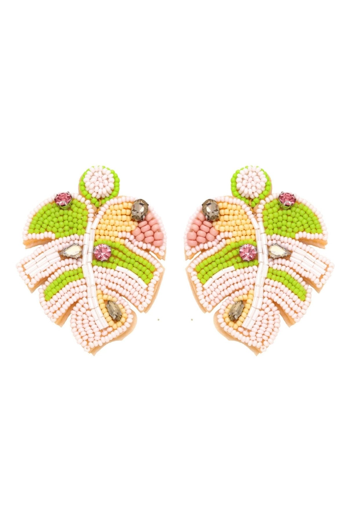 Palm Leave Beaded Earrings