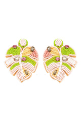 Palm Leave Beaded Earrings