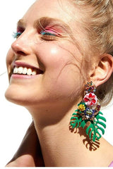 Palm Tree Flower Decored Earrings