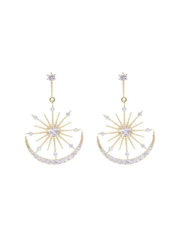 Penny Sun & Moon Diamante Dangle Earrings