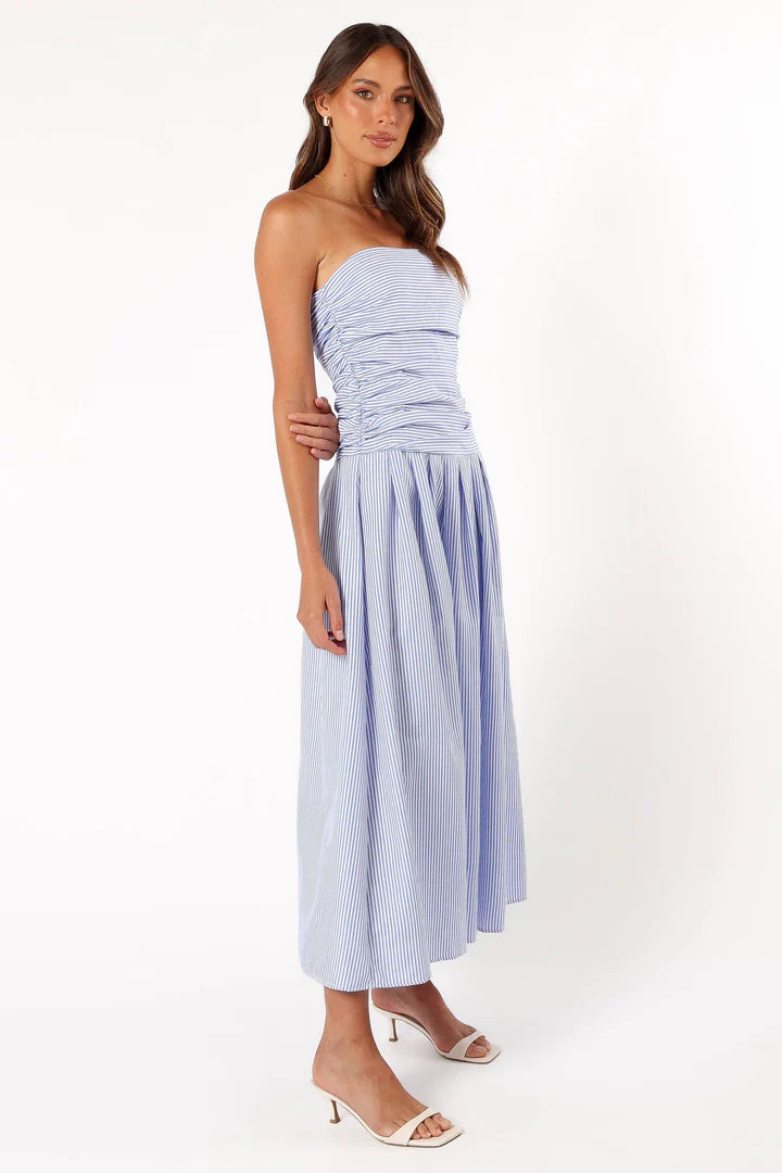 Emily-Stripe Strapless Dress