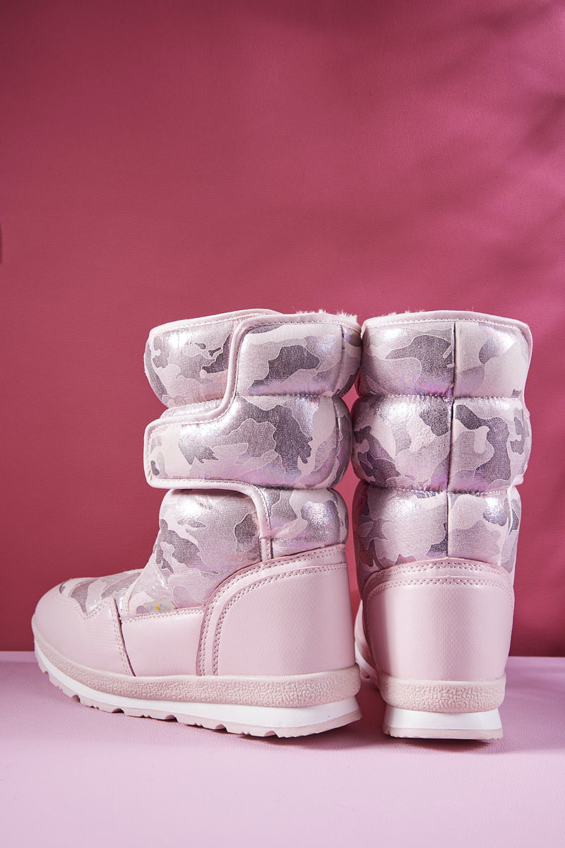 Frozen Princess | Alaska Camo Princess Water-Repellent Snow Boot - Pink