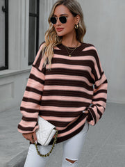 Milton Striped Pullover Knit Sweater - Pink