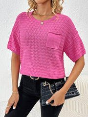 Lettie Short Sleeve Sweater Top - Pink