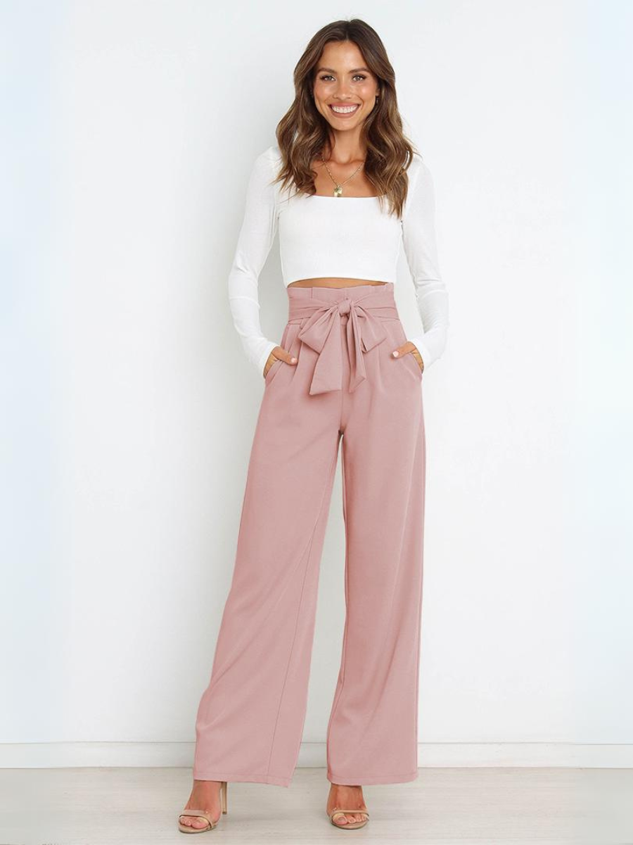 Iconic High Rise Pocketed Trouser Pants - Pink