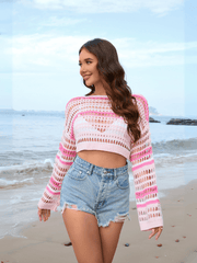 Novalie Cover Up Pullover Sweater - Pink