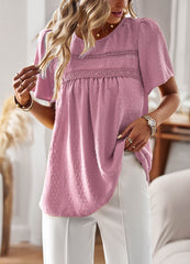 Ventura Lace Trim Short Sleeve Top - Pink