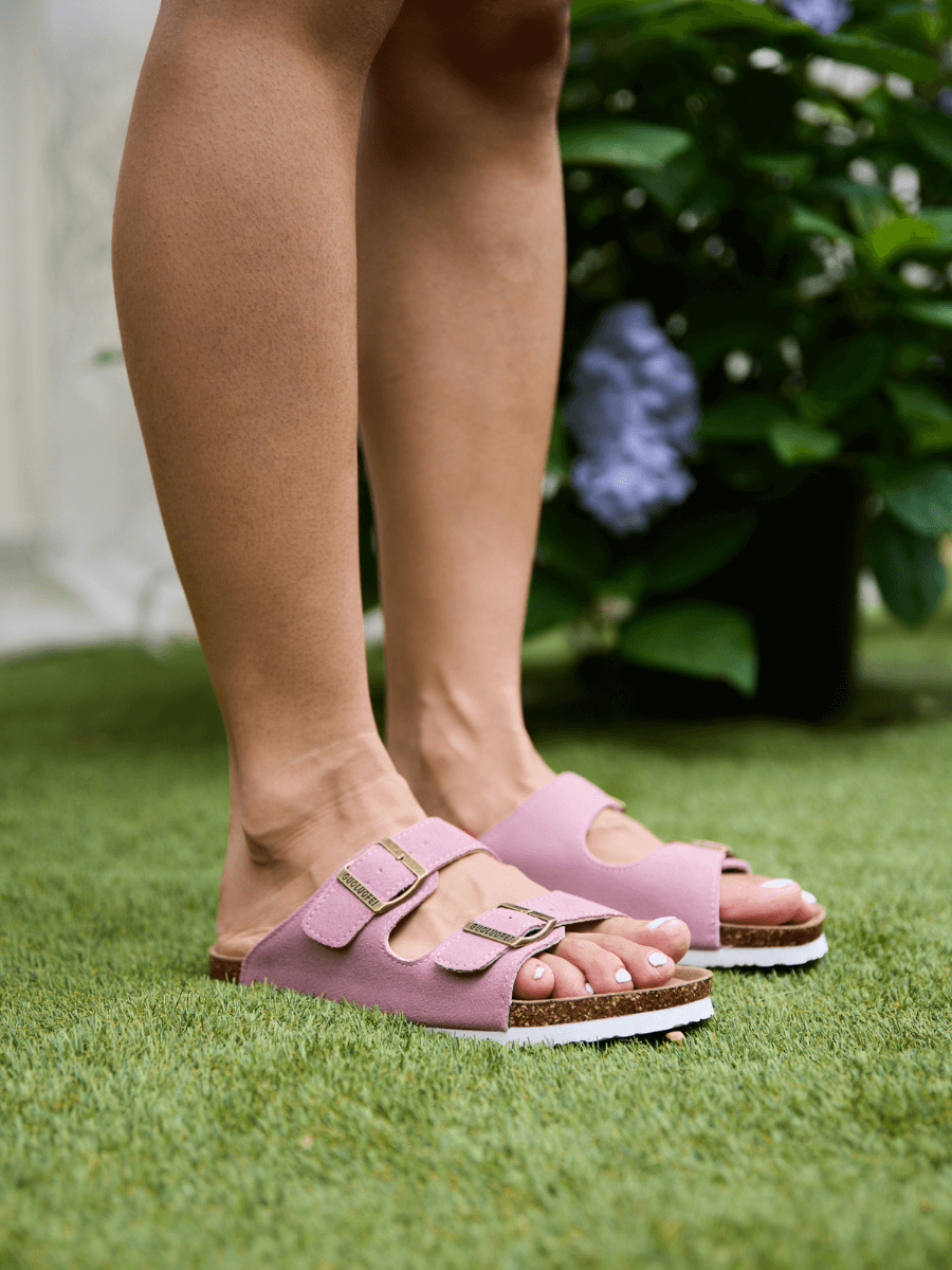 Maibulun | Double Strap Suede Footbed Sandal - Pink