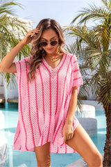 Edna Striped Cover Up Knit Sweater - Pink