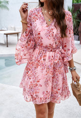 Sienna Floral Wrap Mini Dress - Pink