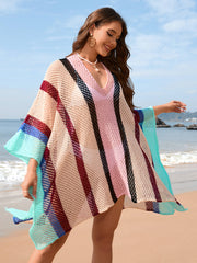 Calypso Stripe Knit Crochet Kimono - Pink