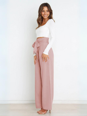 Iconic High Rise Pocketed Trouser Pants - Pink