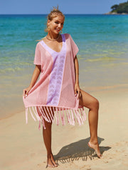 Cruise Oversized Knit Fringe Sweater - Pink