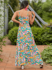 Cynthia Floral V-Neck Boho Maxi Dress - Pink