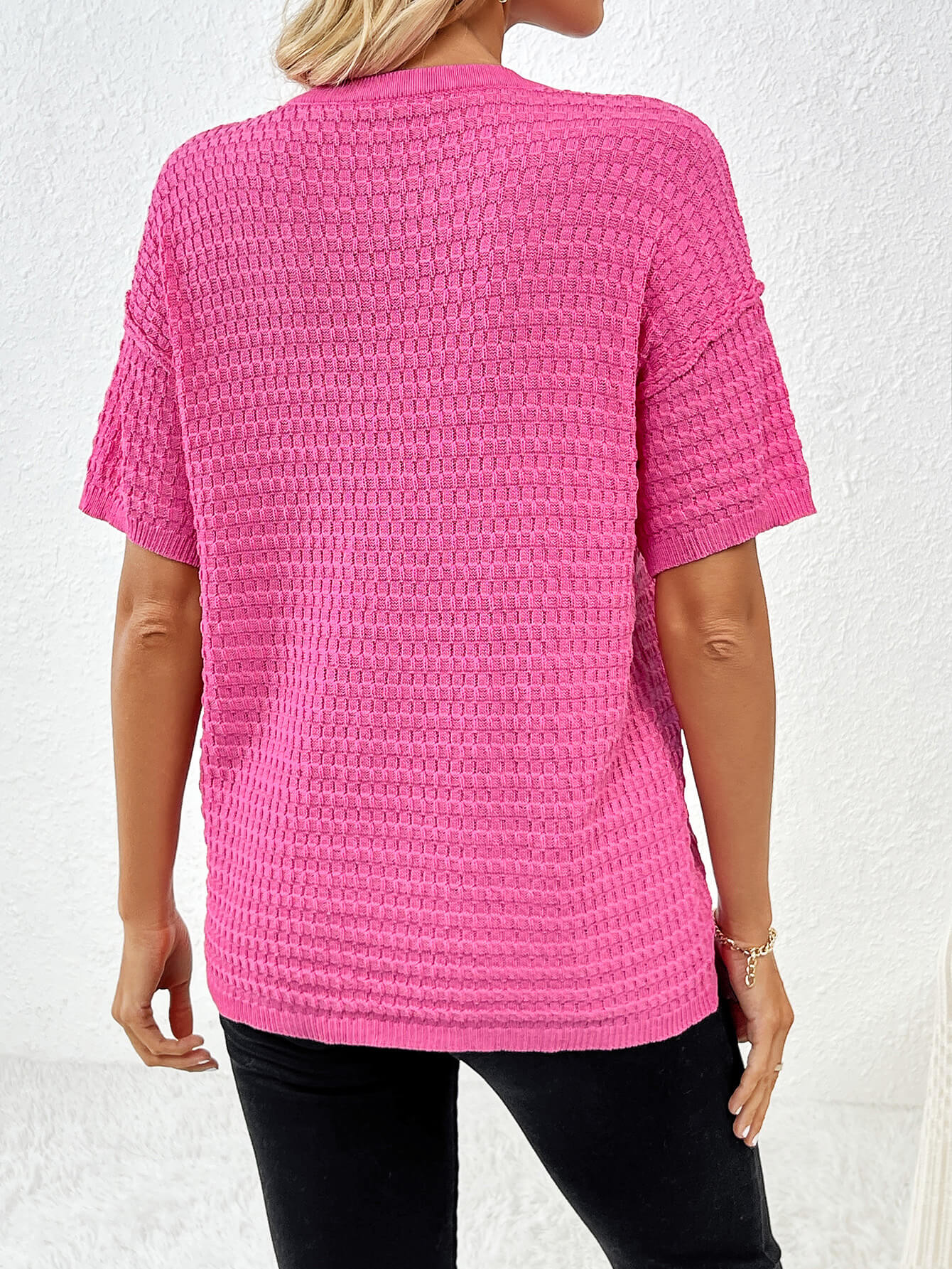 Lettie Short Sleeve Sweater Top - Pink