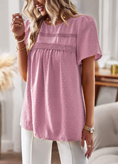 Ventura Lace Trim Short Sleeve Top - Pink