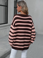 Milton Striped Pullover Knit Sweater - Pink