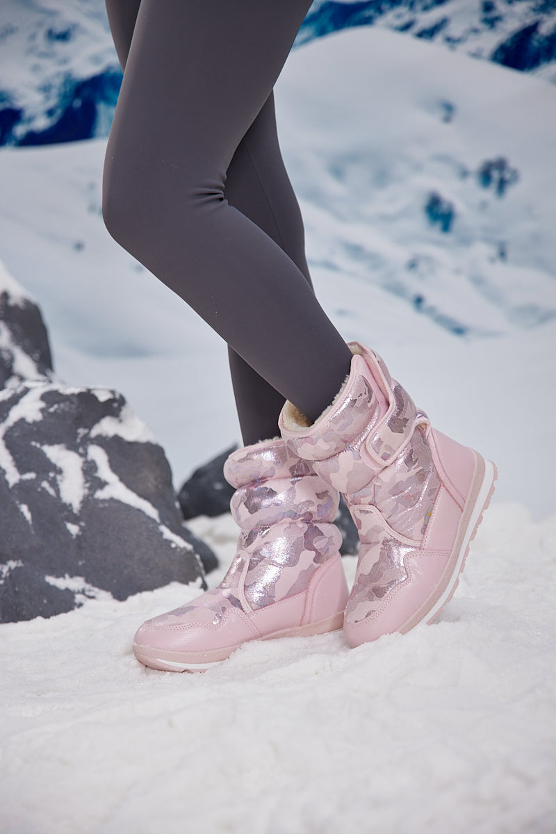 Frozen Princess | Alaska Camo Princess Water-Repellent Snow Boot - Pink