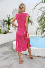 Pool Party Crochet Midi Dress - Pink