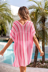 Edna Striped Cover Up Knit Sweater - Pink