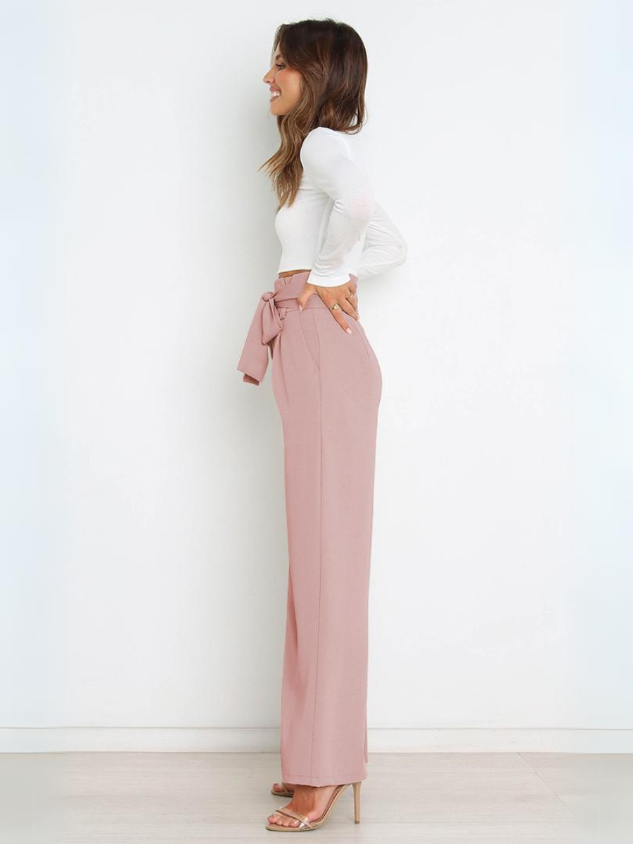 Iconic High Rise Pocketed Trouser Pants - Pink