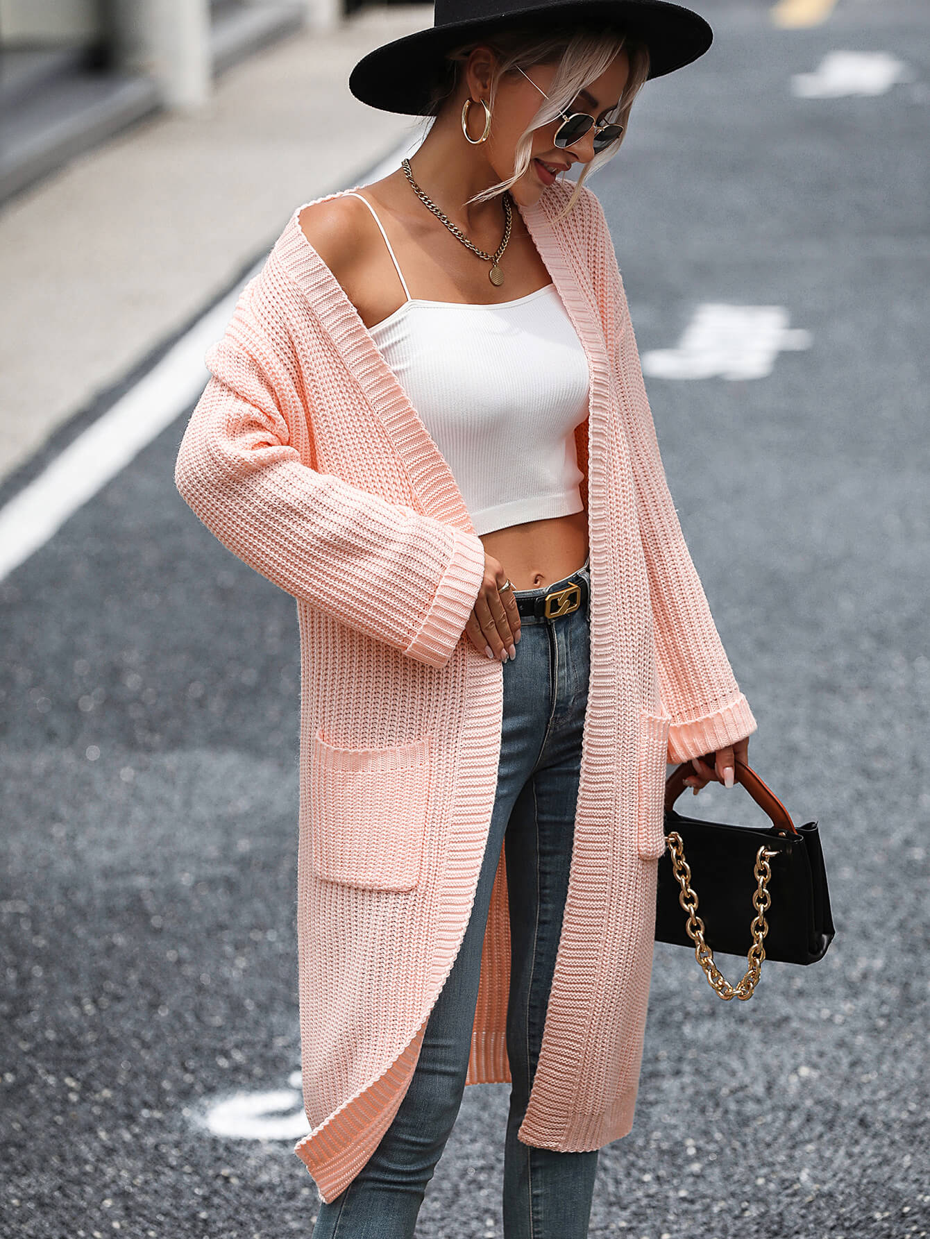 Alexia Pocketed Knit Cardigan - Pink