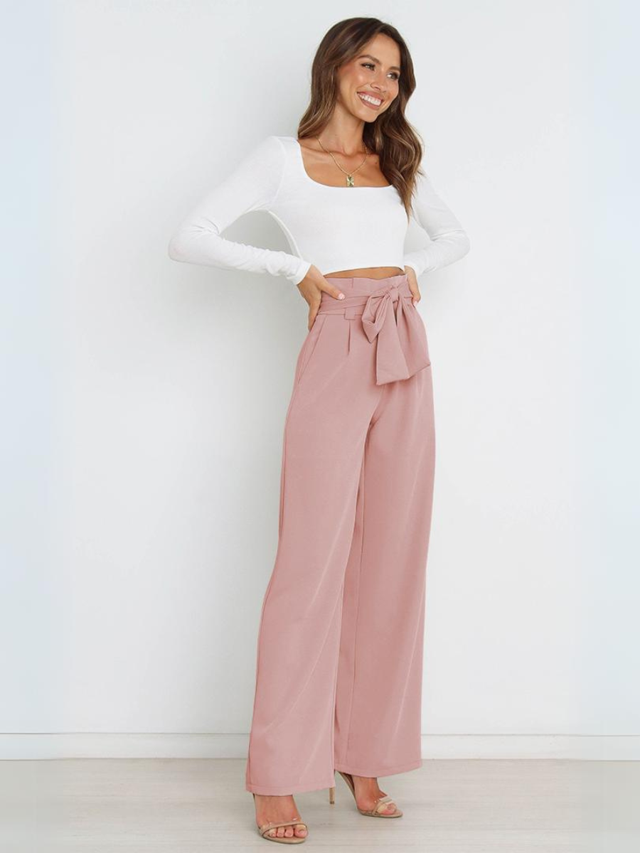 Iconic High Rise Pocketed Trouser Pants - Pink