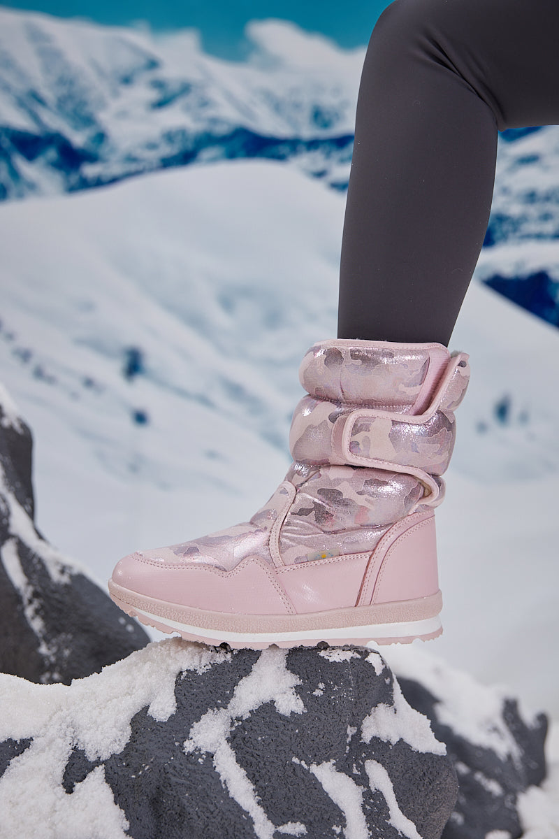 Frozen Princess | Alaska Camo Princess Water-Repellent Snow Boot - Pink