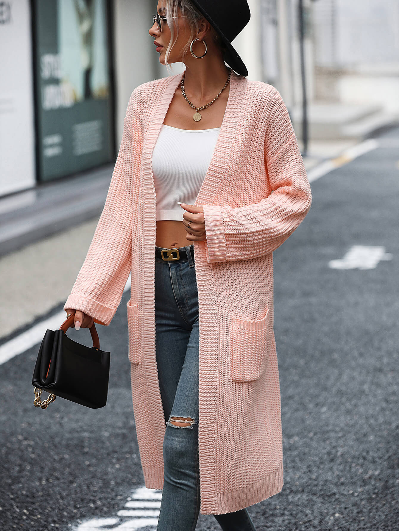 Alexia Pocketed Knit Cardigan - Pink